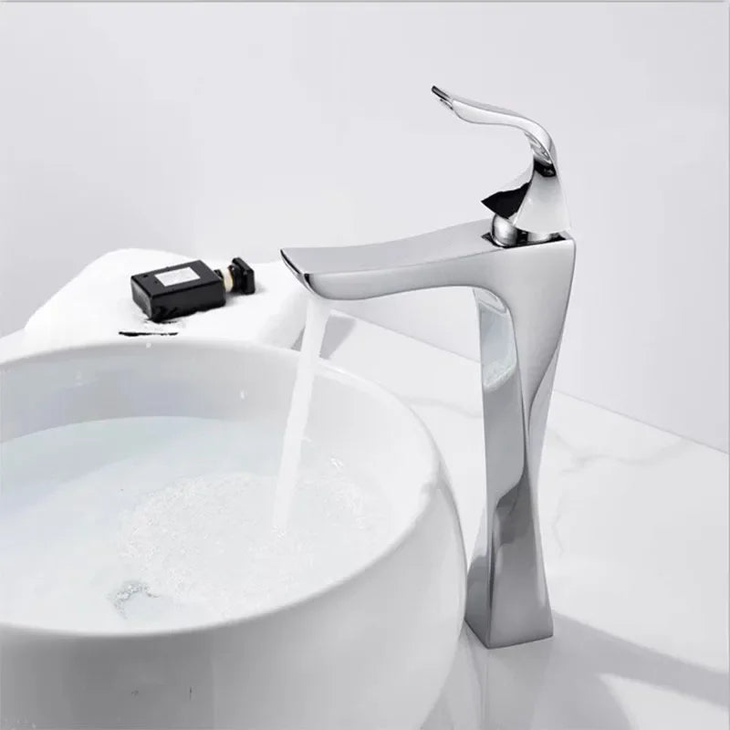 Afralia™ Single Handle Deck Mounted Bathroom Sink Faucet Hot Cold Mixer Tap