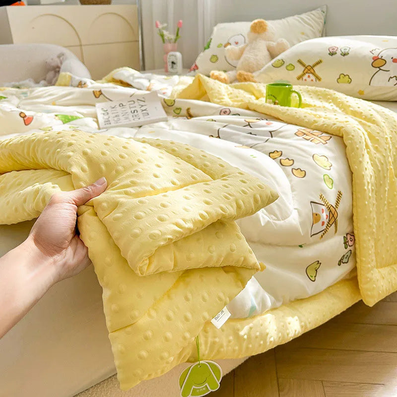 Afralia™ Cartoon Pattern Summer Comforter: Skin-Friendly Breathable Quilt for Kids & Adults