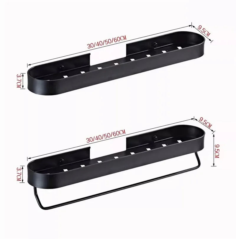 Afralia™ Alumium Bathroom Shelf with Towel Bar and Corner Storage Shelf
