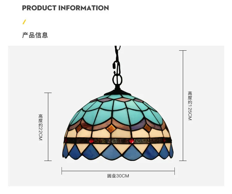 Afralia™ Retro Tiffany Chandelier Stained Glass Hanging Light for Living Room & Bedroom