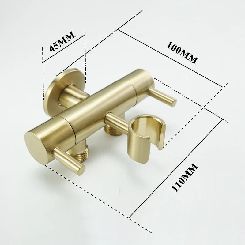 Afralia™ Brass Bidet Shower Head with Double Outlet Angle Valve