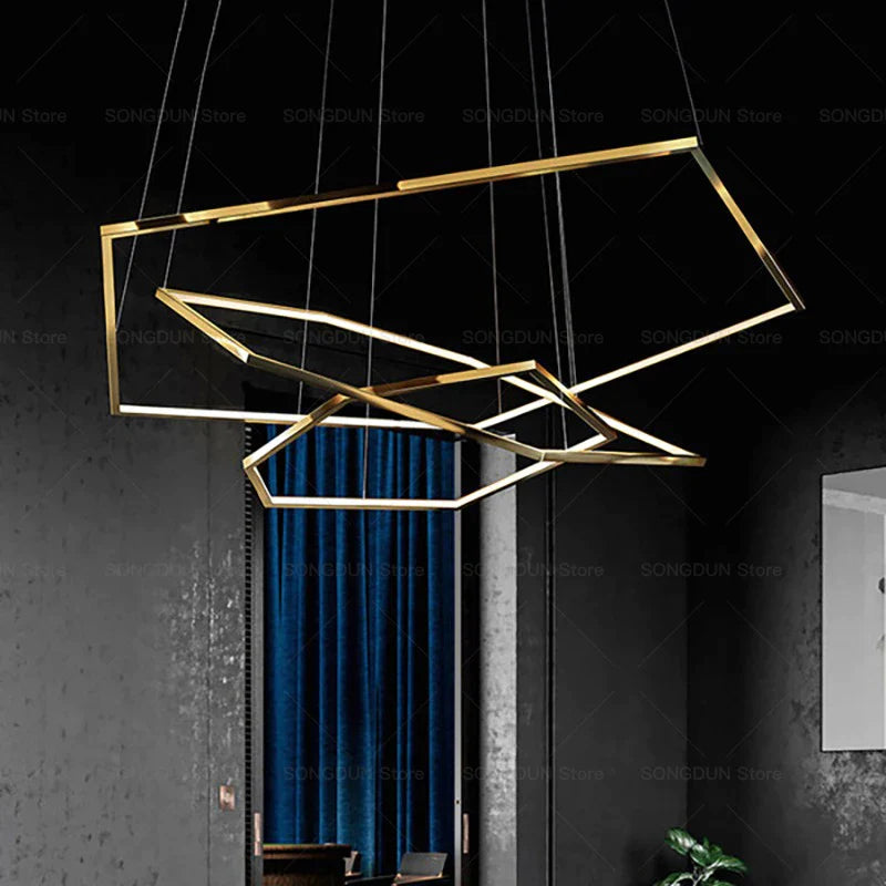 Afralia™ Hexagonal Chandelier: Modern Minimalist Villa Lighting for Luxury Living