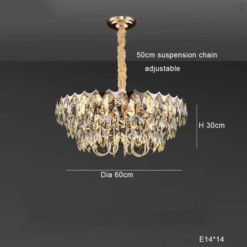 Afralia™ Nordic Crystal Chandelier Dimmable LED Pendant Lamp for Elegant Living Room Décor