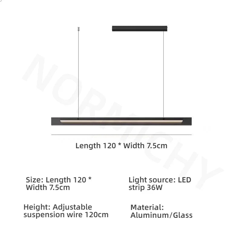 Afralia™ Glass Pendant Light Bar LED Linear Strip Modern Lighting