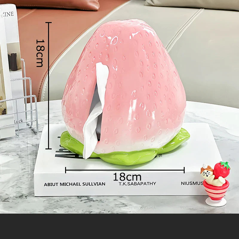 Afralia™ Strawberry Ceramic Tissue Box Bedside Table Decoration