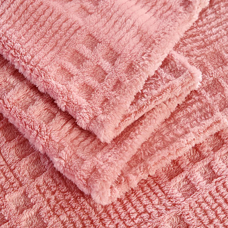 Afralia™ Velvet Waffle Blanket: Ultra Soft Coral Fleece Sofa Cover & Shawl