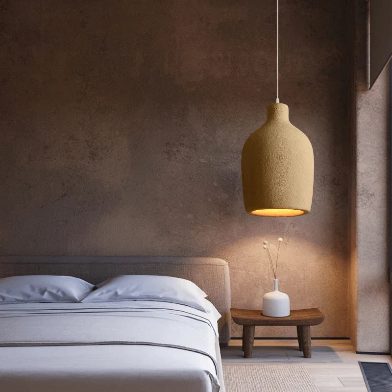 Afralia™ LED Chandelier: Minimalist Cement Hanging Light for Bedroom and Living Room