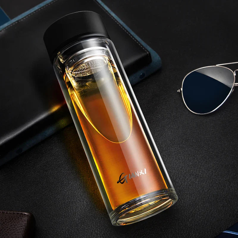 Afralia™ Glass Water Cup with Tea Filter, Various Capacities - Office & Kitchen Essential