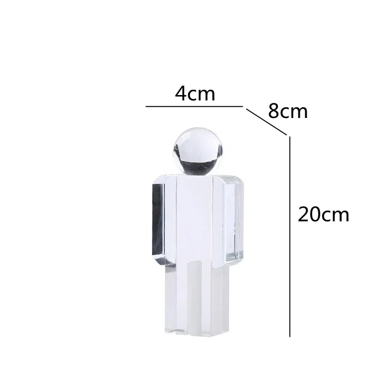 Afralia™ Crystal Man Statue Glass Figure Sculpture Home Decor Ornaments