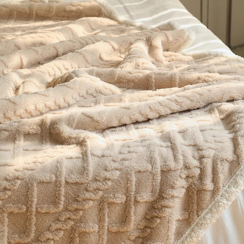 Afralia™ Taffeta Velvet Jacquard Blanket: Luxe, Warm, Skin-Friendly for Office, Sofa