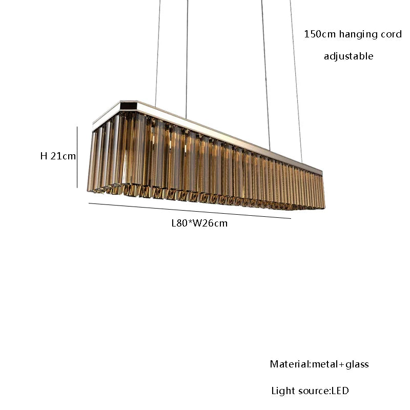 Afralia™ Amber Glass Ceiling Chandelier for Dining Table - Big Hanging Lamps Home Fixture