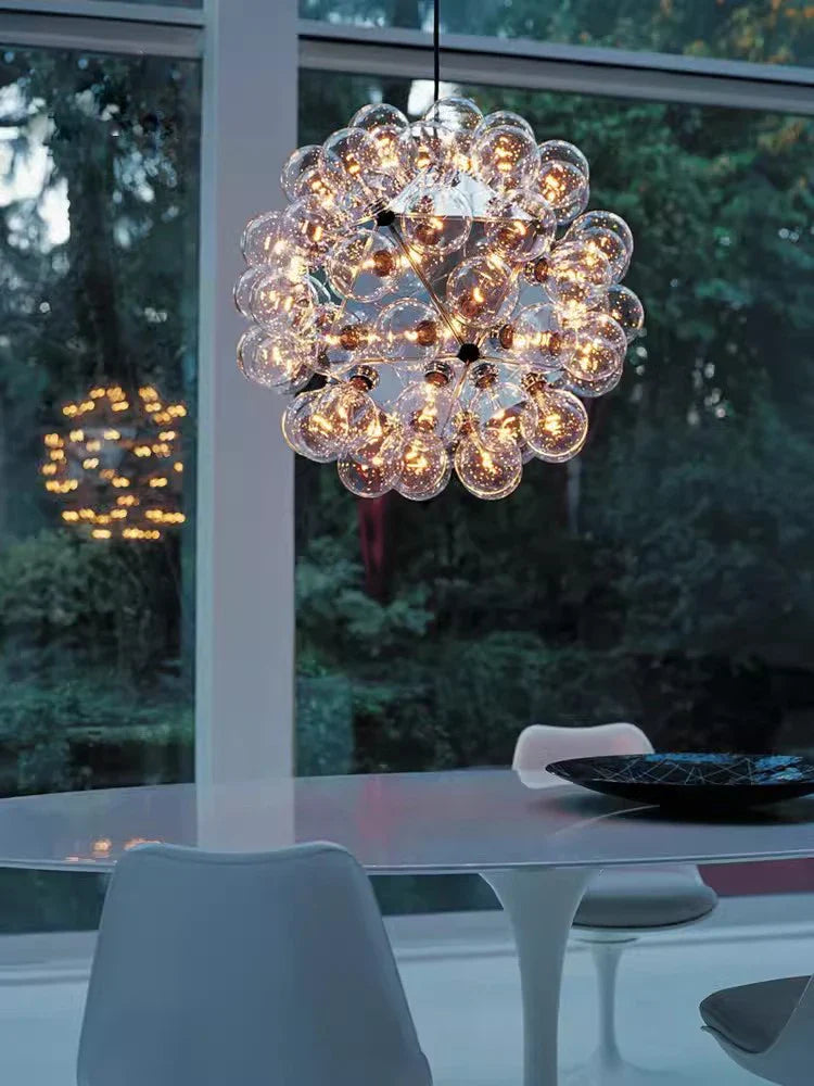Afralia™ Glass Dandelion LED Chandelier in Black Gold For Modern Spaces