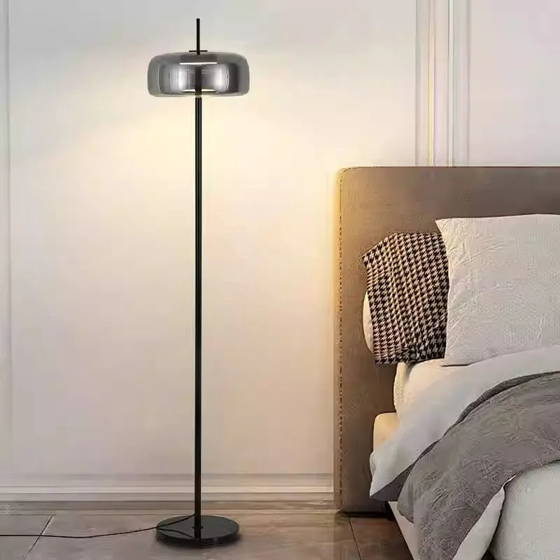 Afralia™ Gray Glass Floor Lamp: Italian Design Minimalist Standing Lighting for Living Room