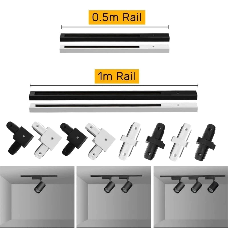 Afralia™ Aluminum Track Rail LED Ceiling Spotlight Linear Track Lighting System.