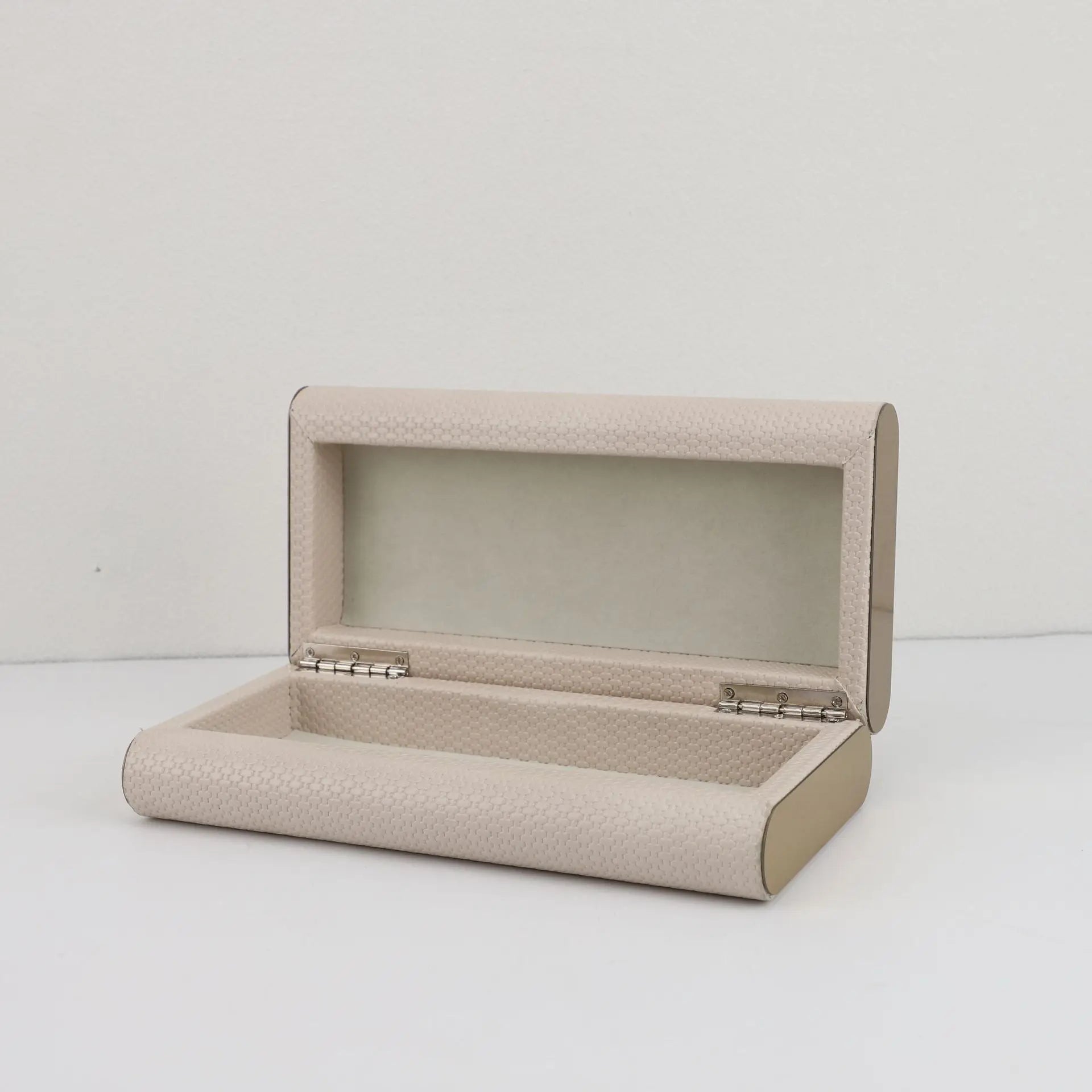 Afralia™ Beige Leather Metal-edged Jewelry Box & Storage Container