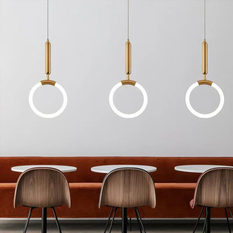Afralia™ Gold Ring Pendant Lights Warm White LED U Shape Hanging Lamp