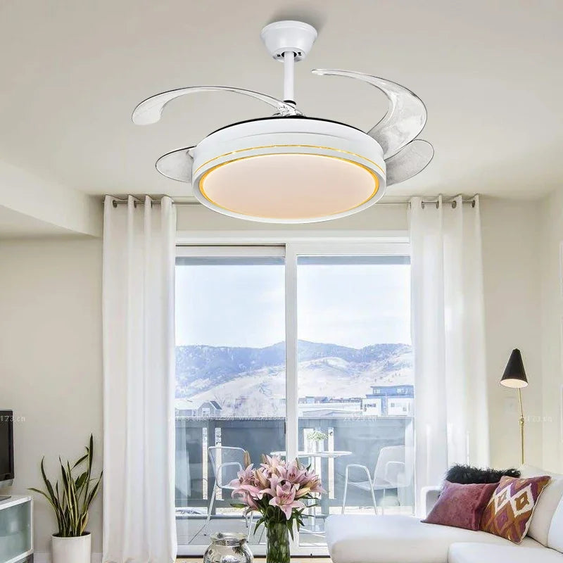 Afralia™ Decor LED Ceiling Fans with Remote Control for Living Room, Bedroom, Dining Room