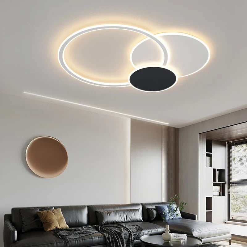 Afralia™ Modern LED Round Chandelier with Remote Control for Home Decor