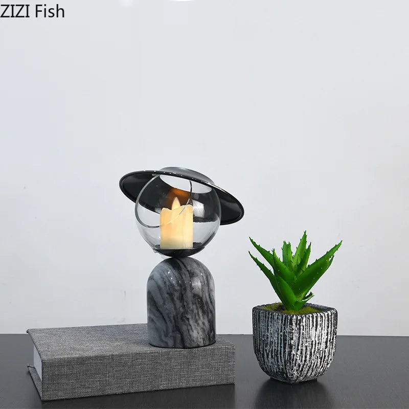 Afralia™ Marble Candle Holder for Romantic Dining Table Decor and Home Ornaments