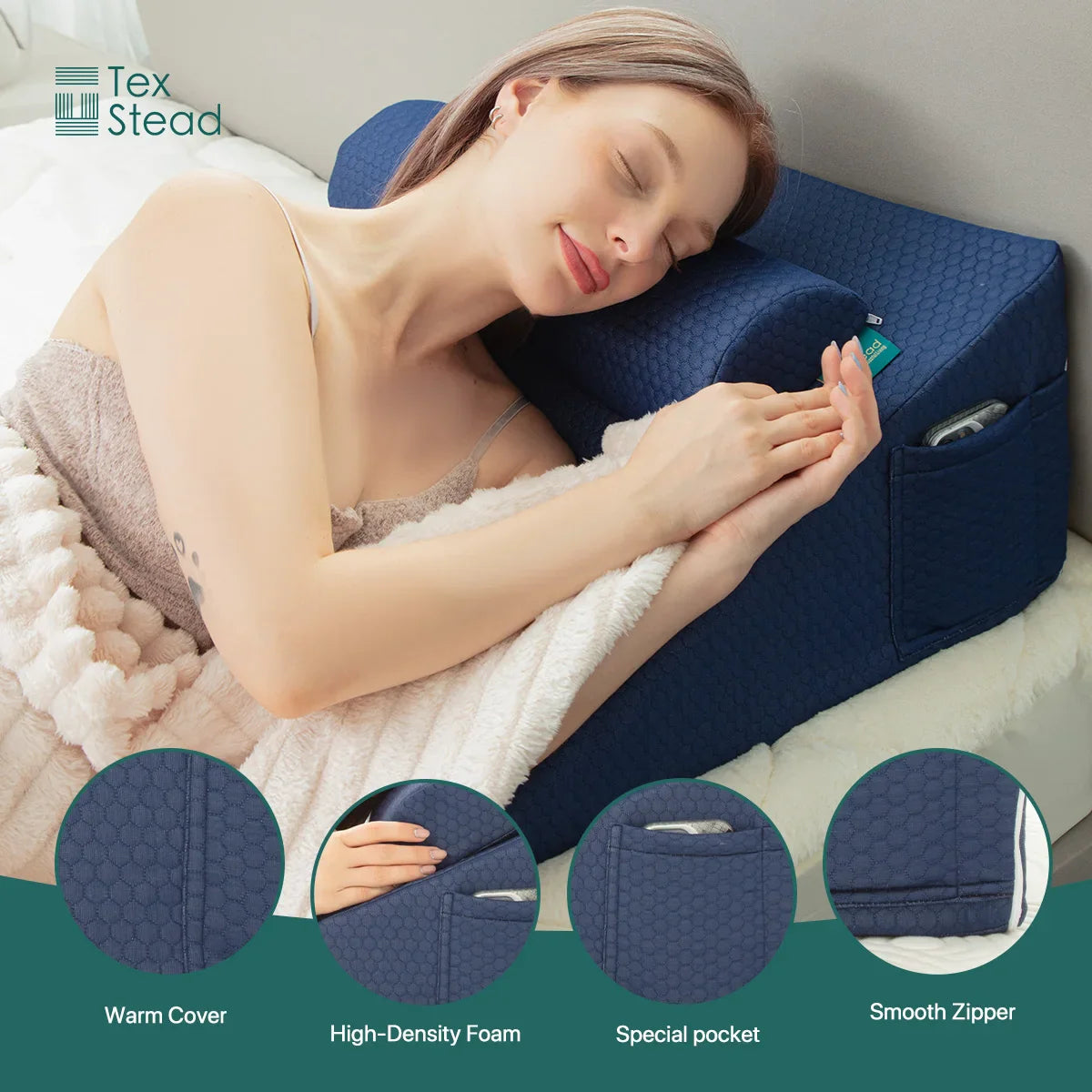 Afralia™ Memory Foam Wedge Pillow for Acid Reflux Relief & Comfort Support