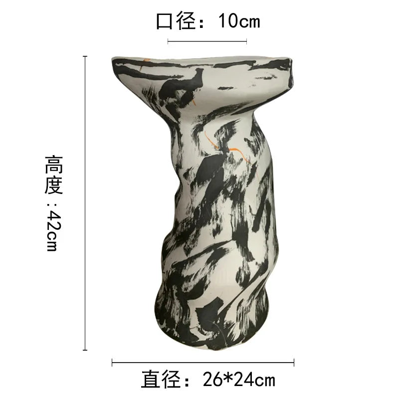 Afralia™ Abstract Clay Pot Colorful Ceramic Vase, Irregular Shape Flower Arrangement Home Decor