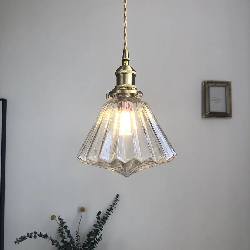 Afralia™ Diamond Amber Glass LED Pendant Lights - Nordic Modern Hanging Lamp