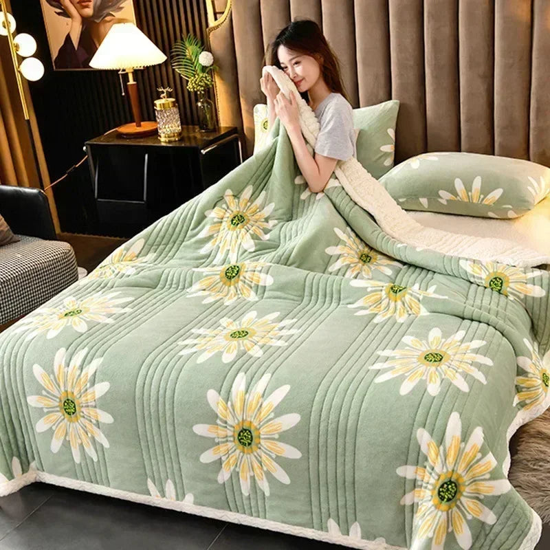 Afralia™ Cozy Milk Velvet Blanket - 3 Layer Warmth & Fluffy Weighted Blanket