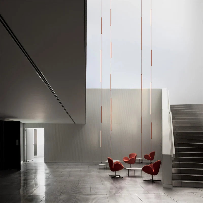 Afralia™ Modern Orange Gray Pendant Lighting for Dining Room, Adjustable Aluminum Belt Textile Fixture