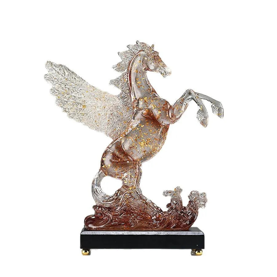 Afralia™ Pegasus Resin Figurine: Color Gradient Horse Sculpture for Home Decoration