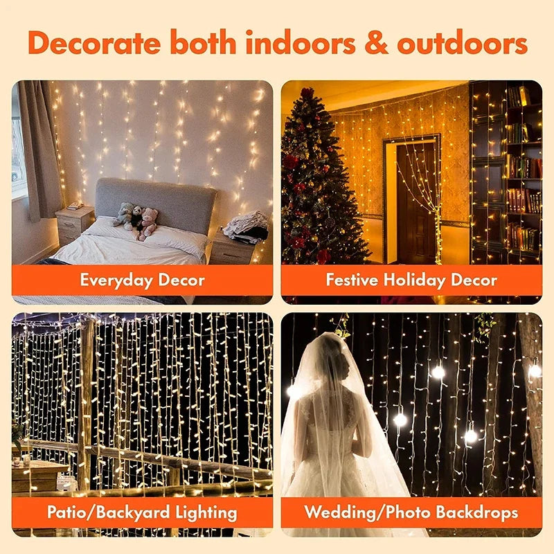 Afralia™ Festive LED String Lights with 8 Modes Remote Control for Christmas Décor