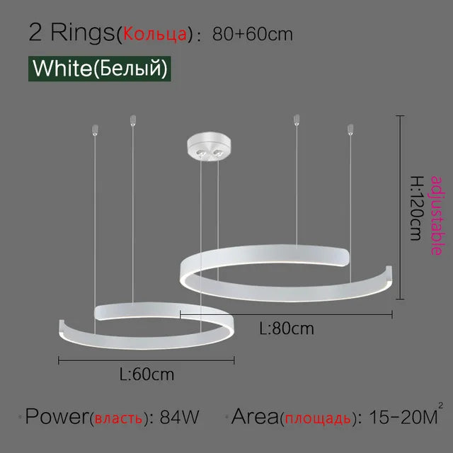 Afralia™ Nordic Ring LED Pendant Chandelier for Home Living Dining Kitchen Lighting