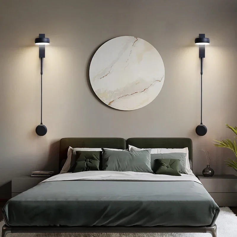 Afralia™ Black Rotating LED Wall Lamp for Bedroom, Stair, Aisle - Modern Indoor Lighting Fixtures