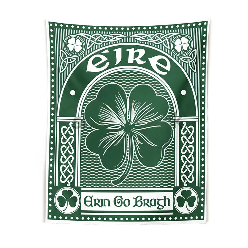 Afralia™ Clover Psychedelic Gothic Wall Tapestry St. Patrick's Day Celtic Art