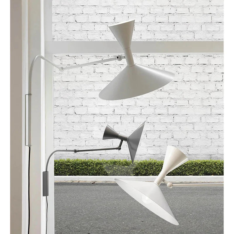 Afralia™ Marseille Swing Arm Wall Lamp White Black Metal for Living Room Study Bedroom