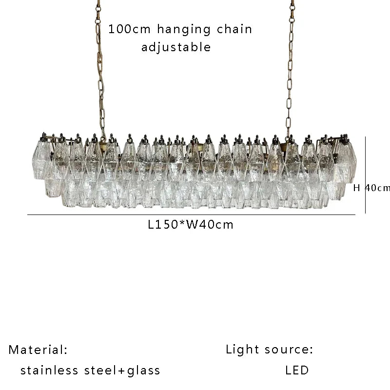 Afralia™ Rhombic Gray Pink Glass Chandelier: Modern Indoor Decorative Lighting Fixtures for Dining Room