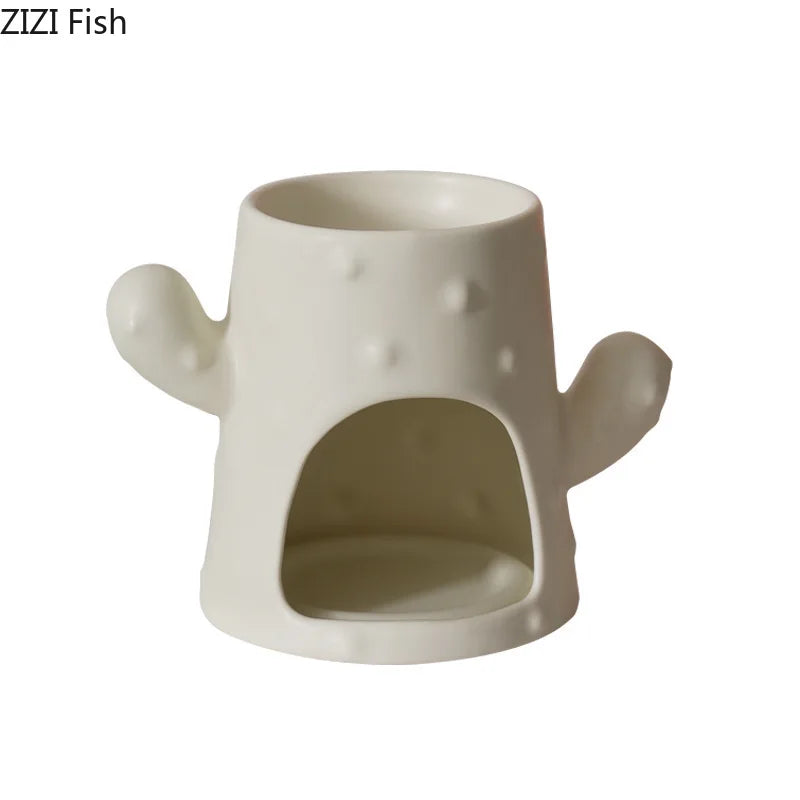 Afralia™ Ceramic Cactus Incense Burner and Aromatherapy Tray
