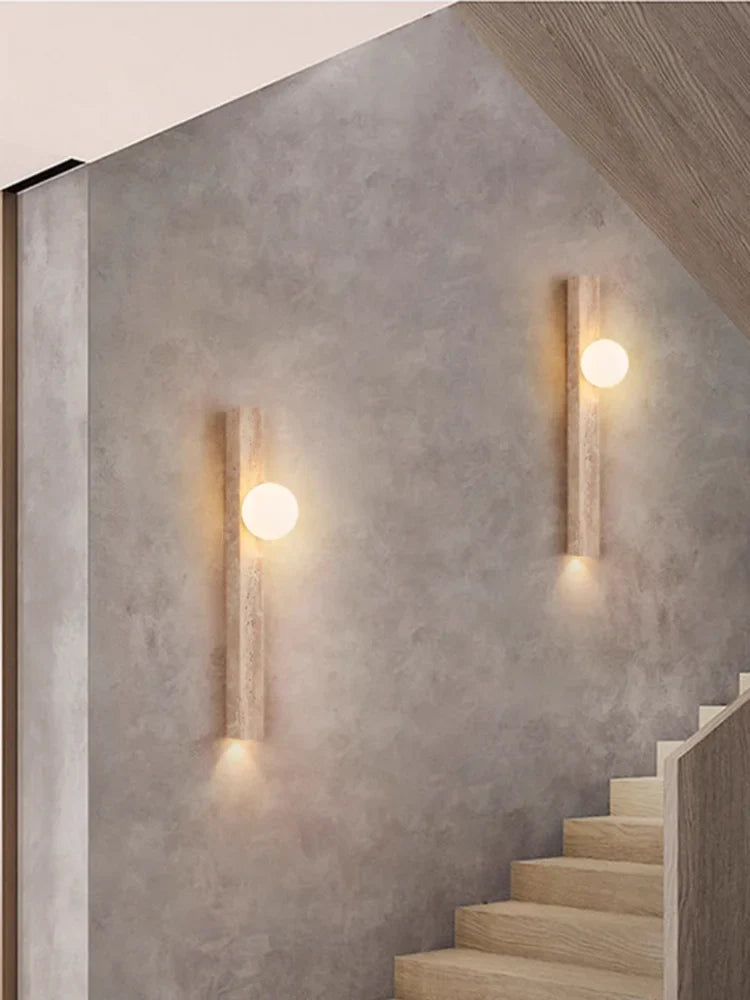 Afralia™ Retro Stone Wall Lamp: Japandi Long Sconces for Cozy Living Spaces