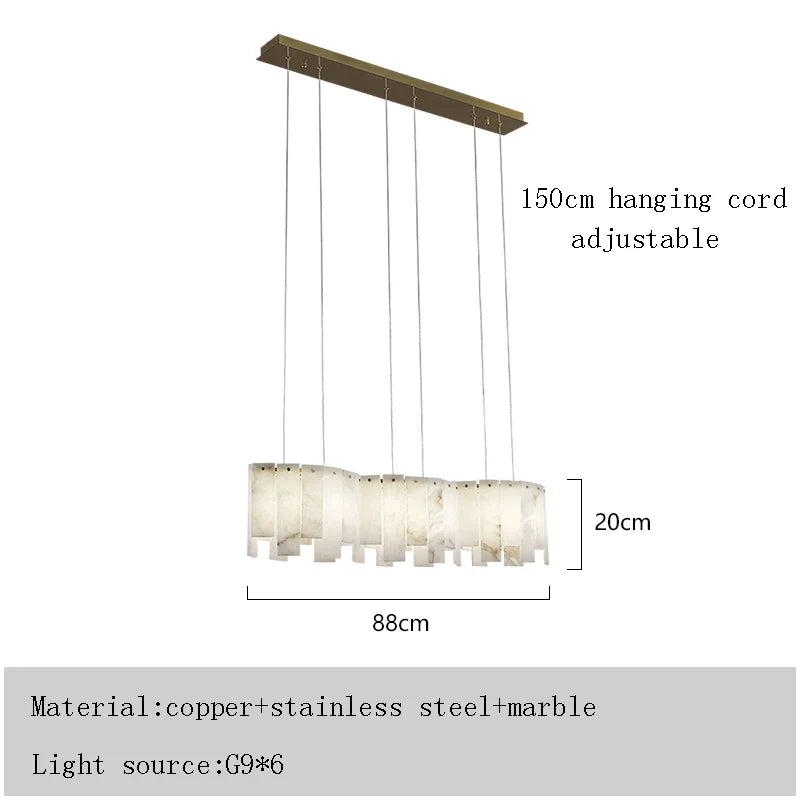 Afralia™ Alabaster Gold Round Ceiling Chandelier: Dimmable Home Interior Kitchen Lighting