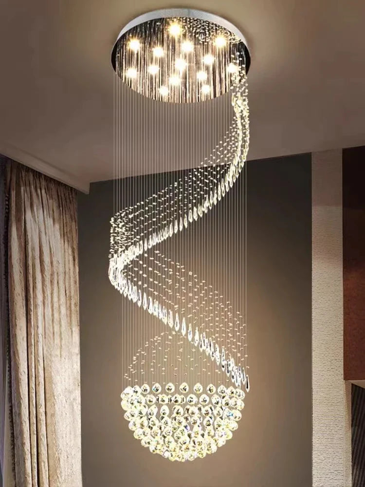 Afralia™ Crystal Chain Pendant Light Chandelier for Living Room and Staircase