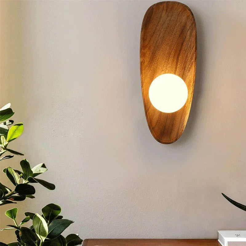 Afralia™ Minimalist Wood Wall Sconce LED Light for Living Room, Study, or Porch