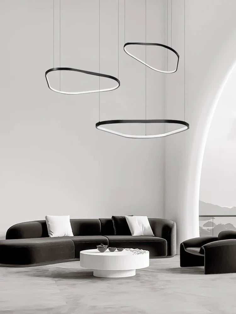 Afralia™ Geometric Ring LED Chandelier: Nordic Minimalist Pendant Light for Living, Dining, Bedroom