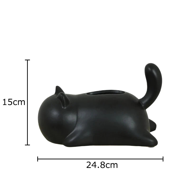 Afralia™ Cat Ceramic Tissue Box Modern Home Decor
