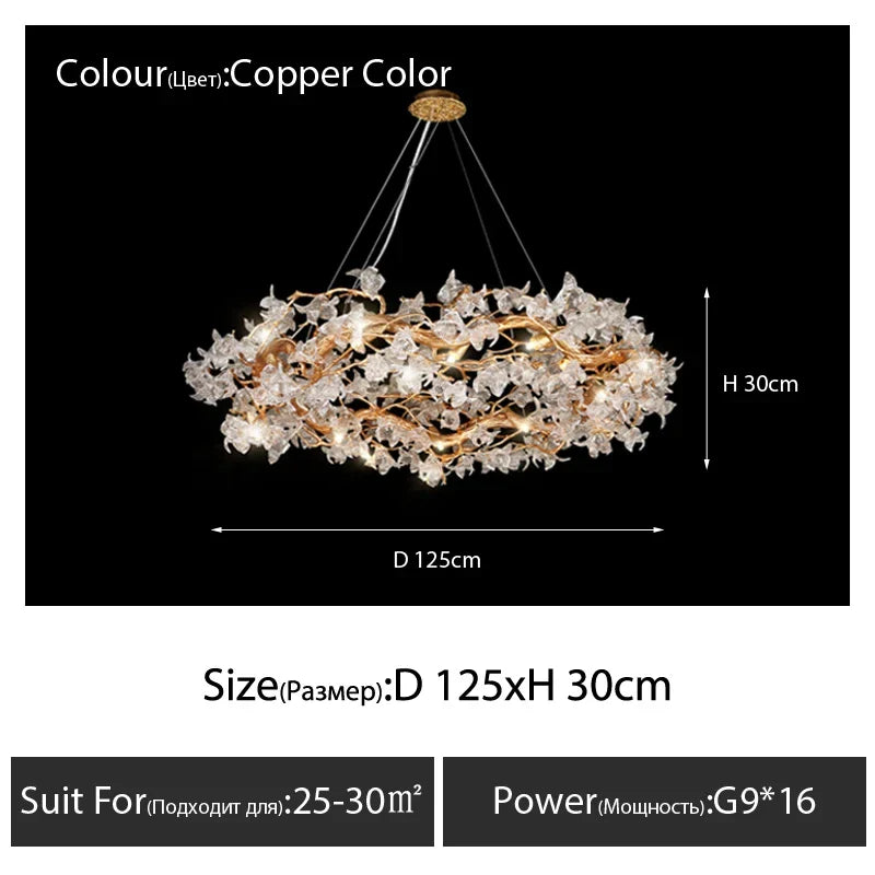 Afralia™ Copper Nordic LED Branch Crystal Chandelier - Modern Home Decoration Lighting Fixtures