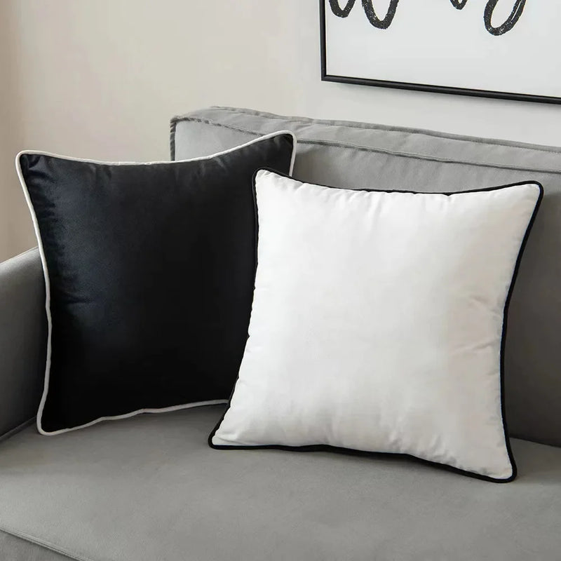 Afralia™ Velvet Hemming Pillow Case: Modern Black & White Nordic Style Cover, 50x50, Light Luxury