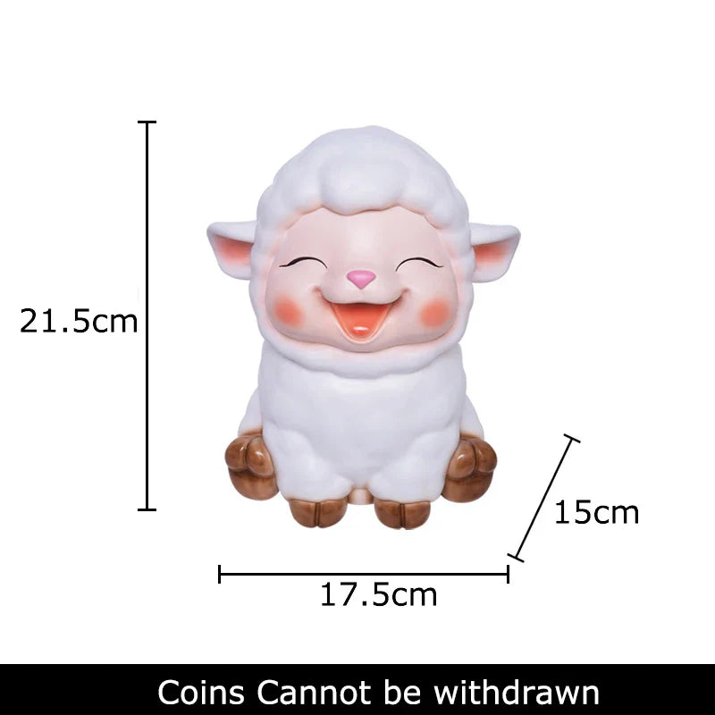 Afralia™ Little Lamb Child Savings Jar Piggy Bank Aesthetic Desk Ornament Sculpture
