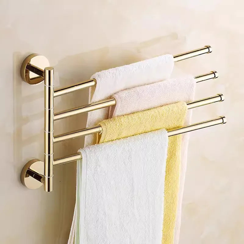 Afralia™ Copper Swivel Towel Bars Wall Mounted Bathroom Towel Holder Rack Gold 32cm