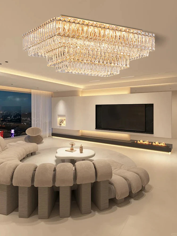 Afralia™ Crystal Round Ceiling Lamp - Nordic Luxury Home Decor Luxe Chandelier