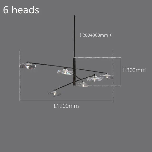 Afralia™ Lotus Leaf Glass Iron Chandelier for Bedroom Living Room Hall Lighting