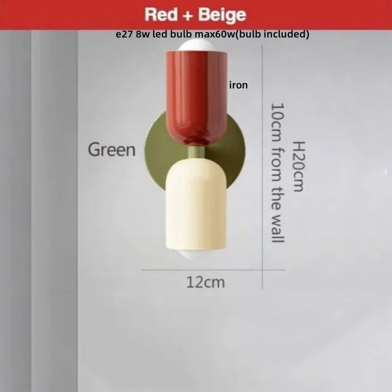 Afralia™ LED Wall Lights Colorful Iron Double Heads Modern Bedside Lamp