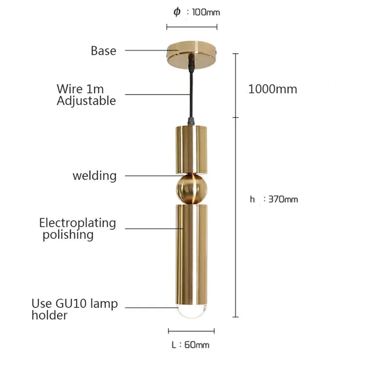 Afralia™ Metal Bullet Tube Pendant Lights for Bedroom Dining Kitchen Chandeliers